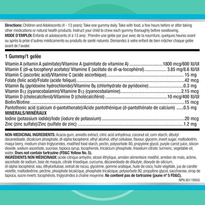 Centrum Junior 热带水果复合维生素矿物质补充剂，菠萝芒果、火龙果、百香果口味，60 粒