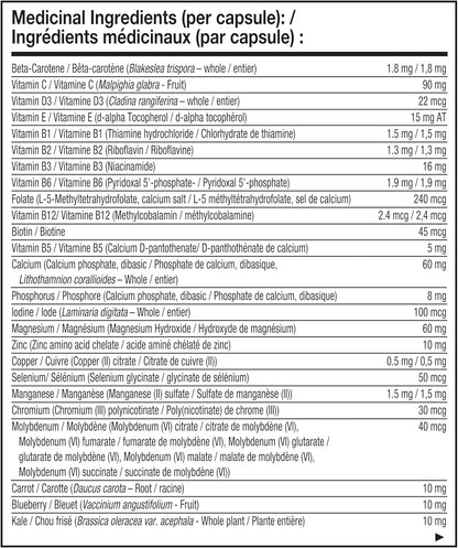 NATURELO 50歲以上女性每日一片複合維生素（無鐵） - 50歲以上女性更年期支持 - 全食物補充劑 - 非基因改造 - 不含大豆 - 60粒膠囊（2包） - 4個月用量