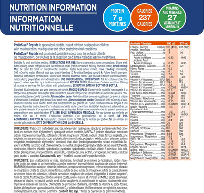 PediaSure 肽 1 卡路里配方液体饮食，香草味，24 粒，5688 毫升
