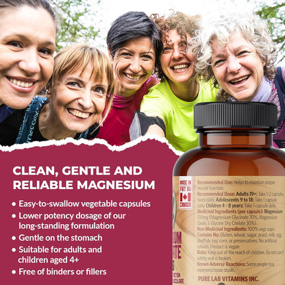 Pure Lab 甘胺酸鎂 100 毫克 - 60 粒膠囊 - 支持肌肉功能