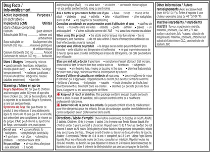 Pepto Bismol 咀嚼片，缓解胃部不适、腹泻、胃灼热、恶心、消化不良、胃部不适，原味，48 粒