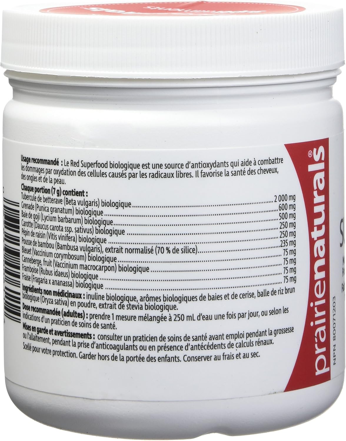 Prairie Naturals Organic Red Superfoods Blend with Organic Beet & Pomegranate Powder - 210 Gram