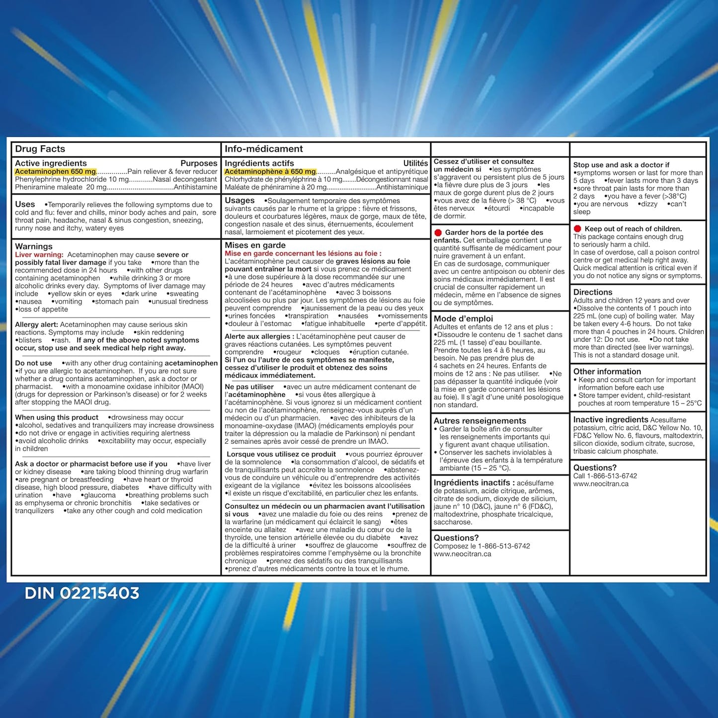 NEOCITRAN® ES 感冒和鼻窦夜间柠檬