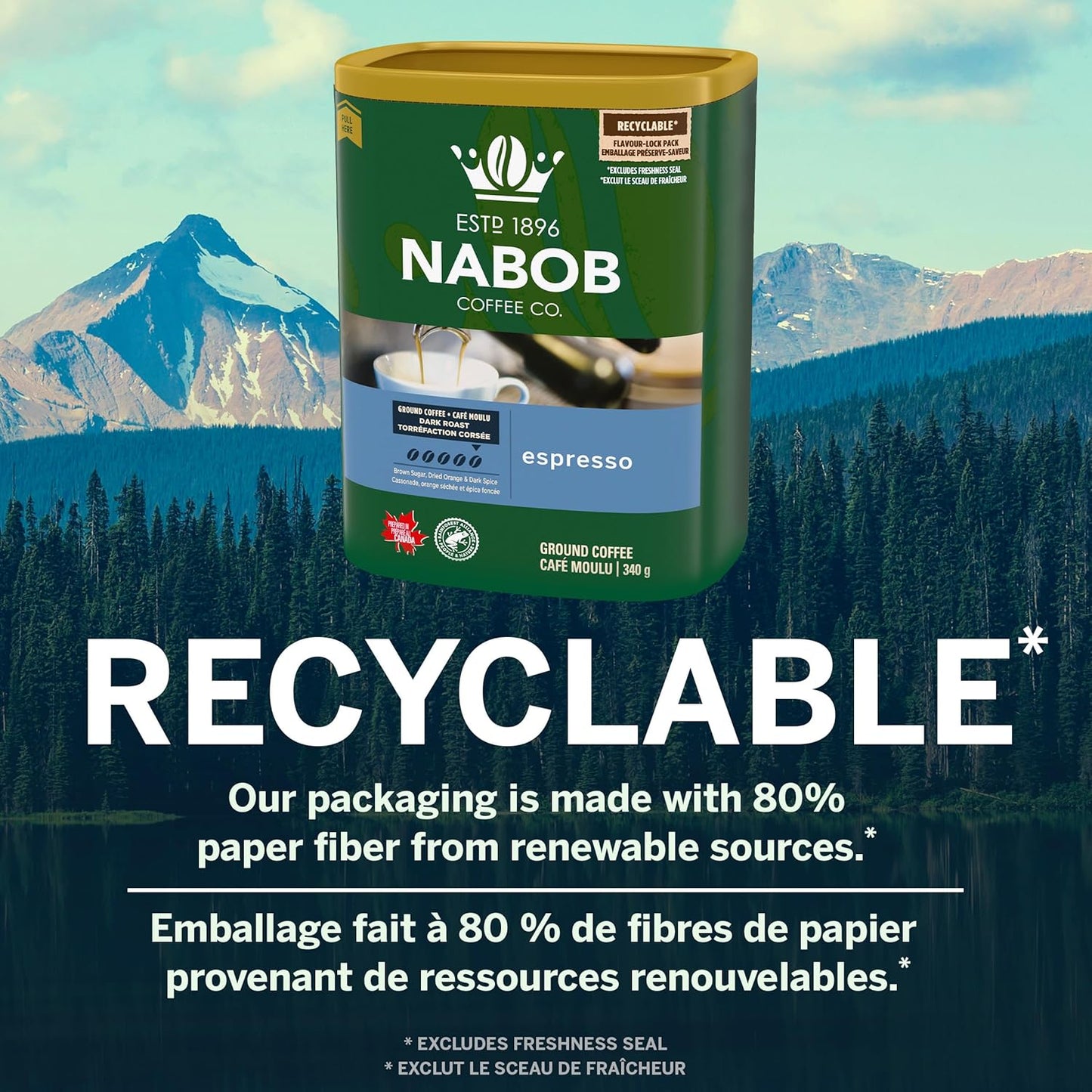 Nabob 深烘焙浓缩咖啡粉，340克罐装