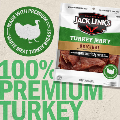 Jack Link's MSG Free Turkey Jerky, Original, 2.85 Ounce