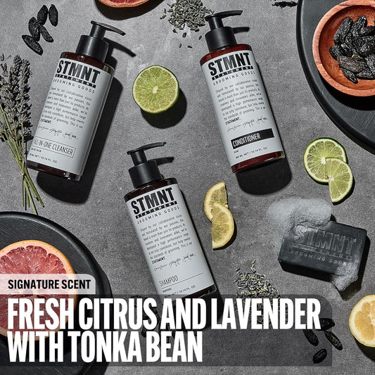 STMNT Statement Grooming Goods All In One Daily Cleanser, Mens Body Wash, Hair and Face Wash, SLS/SLES Sulfates Free, Activated Charcoal & Menthol