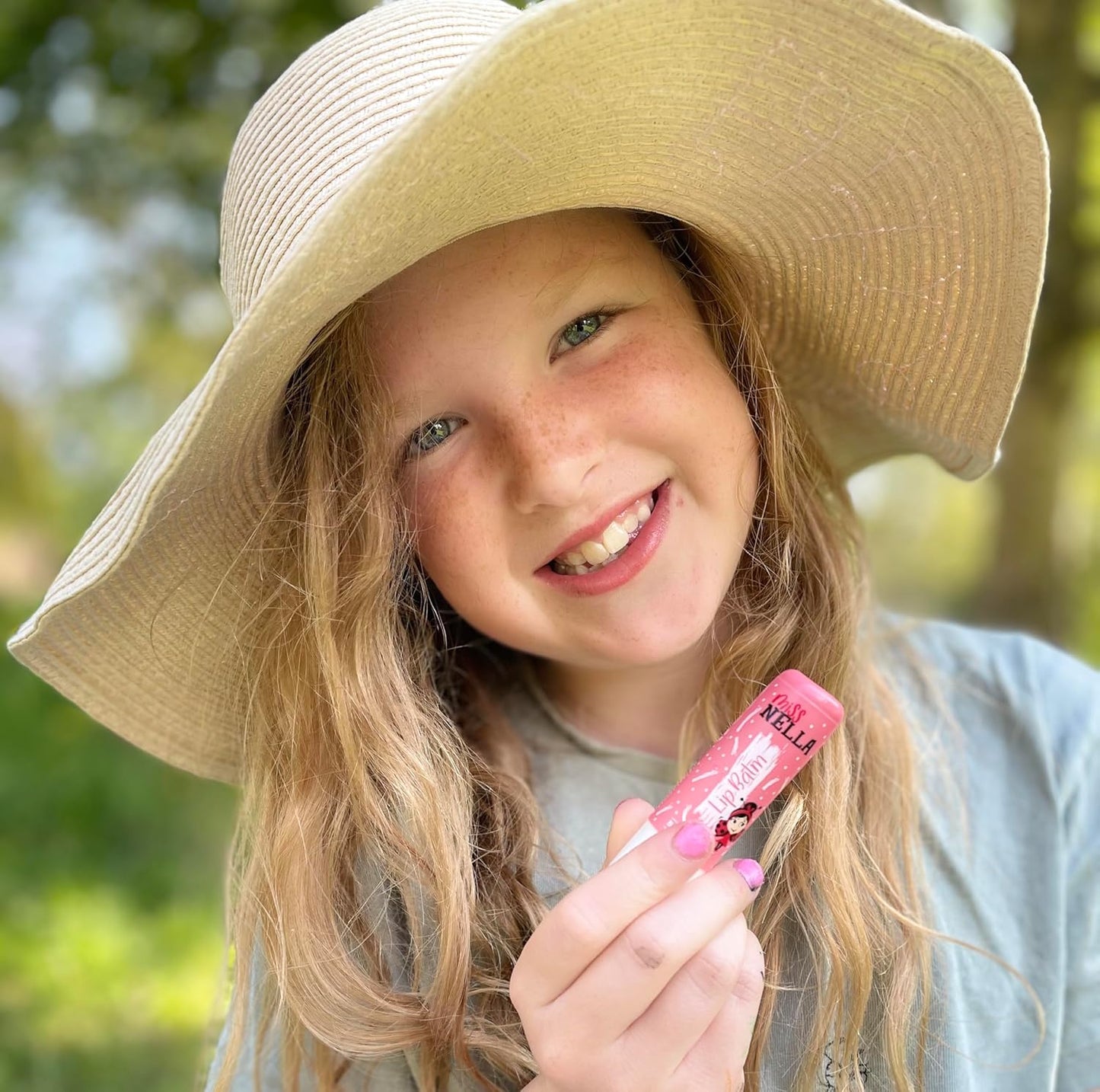 Miss Nella Nail Polis + Lip Balm set- Special Peach Glitter Nail Polish for Kids- PEACH SLUSHIE, with Peel-off, Water Based & Odour Free Formula + BUTTER CHEEKS pink hypoallergenic lip balm