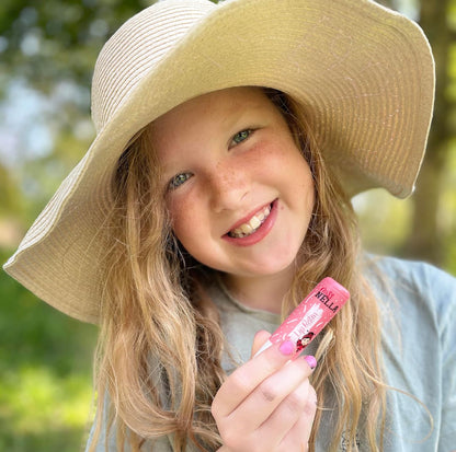 Miss Nella Nail Polis + Lip Balm set- Special Peach Glitter Nail Polish for Kids- PEACH SLUSHIE, with Peel-off, Water Based & Odour Free Formula + BUTTER CHEEKS pink hypoallergenic lip balm