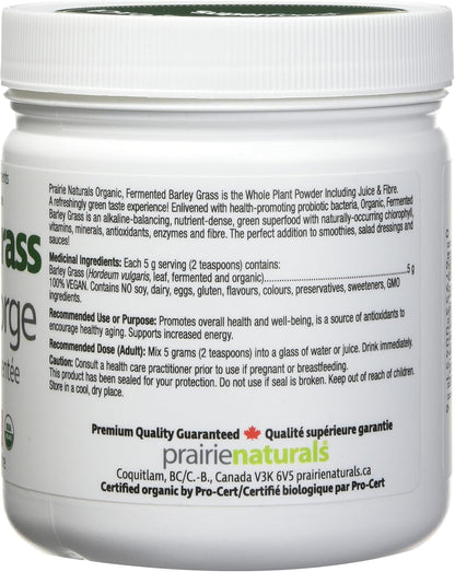 Prairie Naturals Organic Fermented Barley Grass Juice Powder - 150 Gram