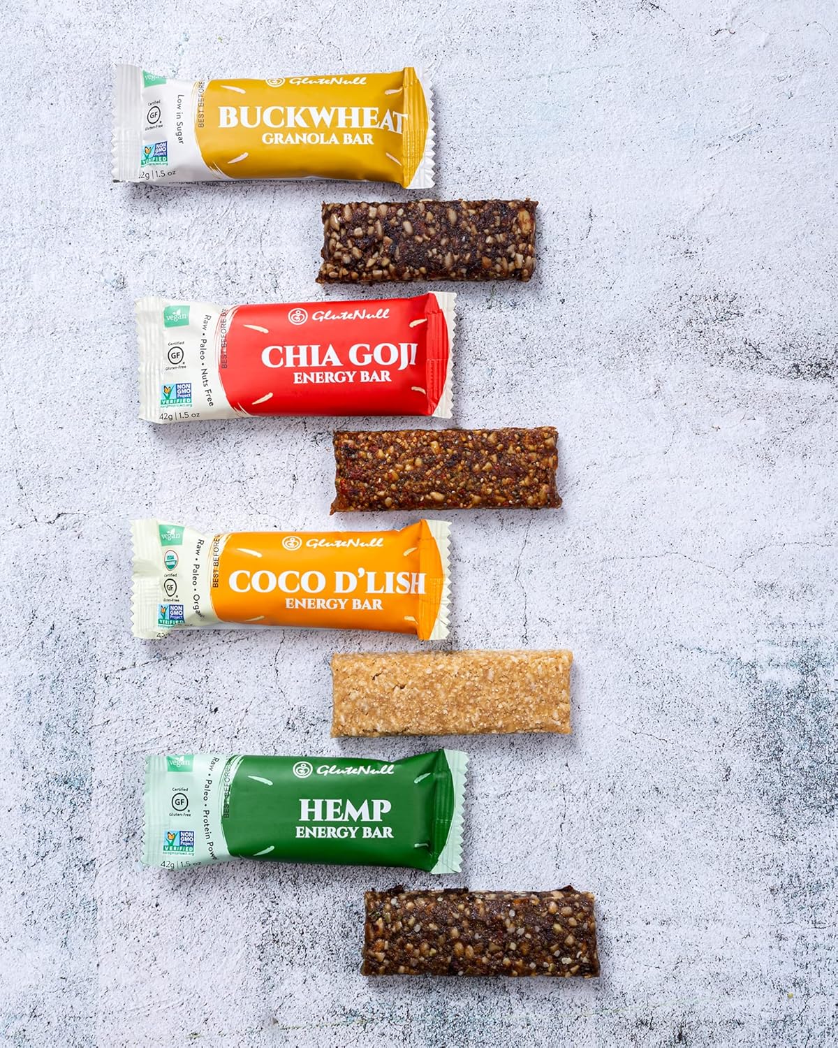 Glutenull Bakery Individually Wrapped Gluten-Free Breakfast Energy Bar, Raw Hemp, 12 Count