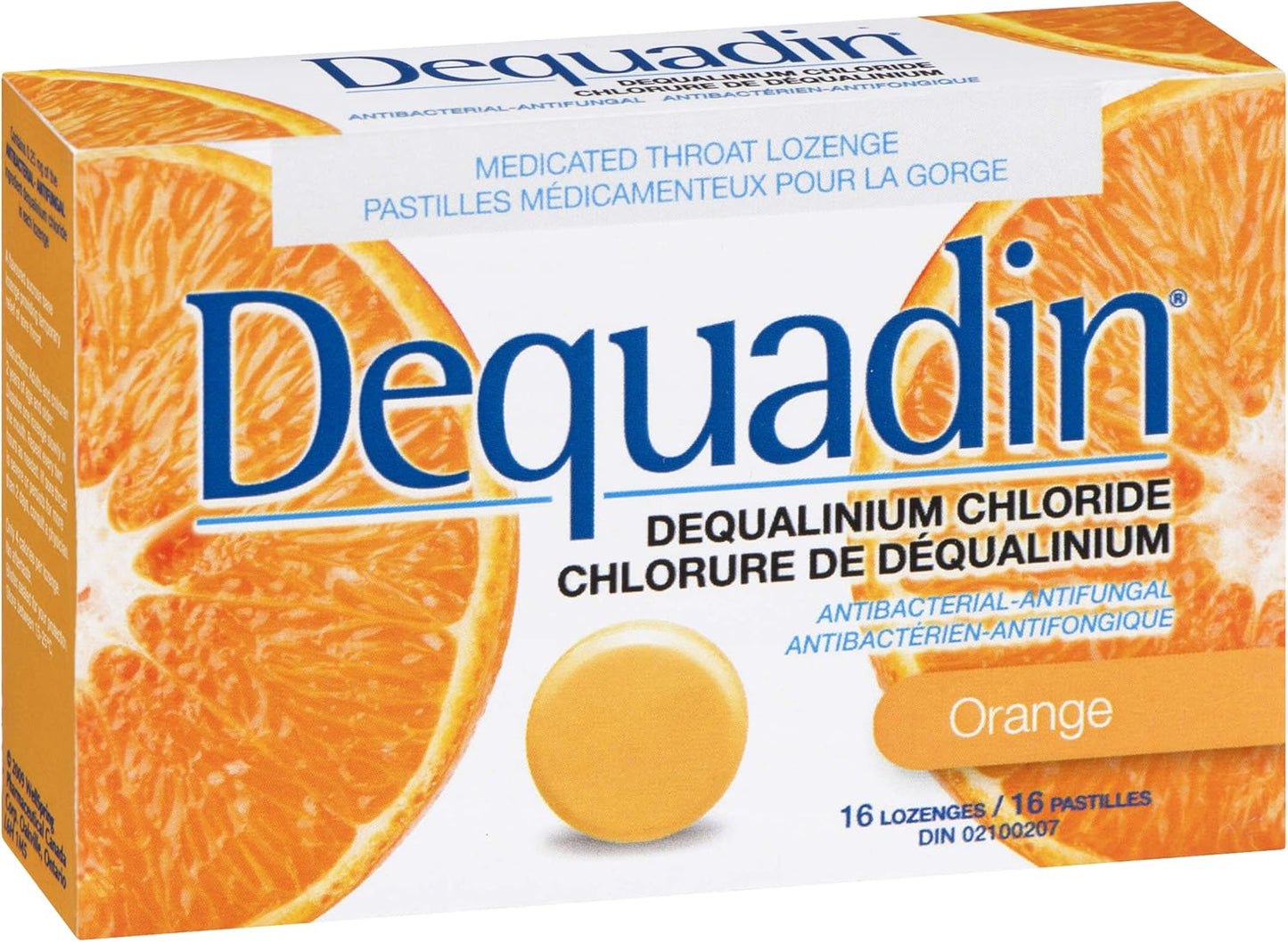 Dequadin 药用润喉糖 - 橙味 | 抗菌抗真菌，缓解咽喉痛和口腔溃疡 | 16 粒