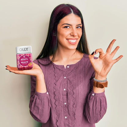 OLLY 無可否認美容軟糖補充劑，適合女性，葡萄柚魅力，含生物素、角蛋白和維生素 C 和 E，30 天供應量 60 粒軟糖