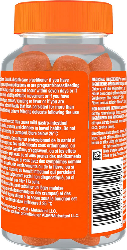 Metamucil Fibre Gummies, No Sugar Added, Daily Supplement, Prebiotic Plant-Based Fibre Blend, Orange Flavour, 72 Gummies