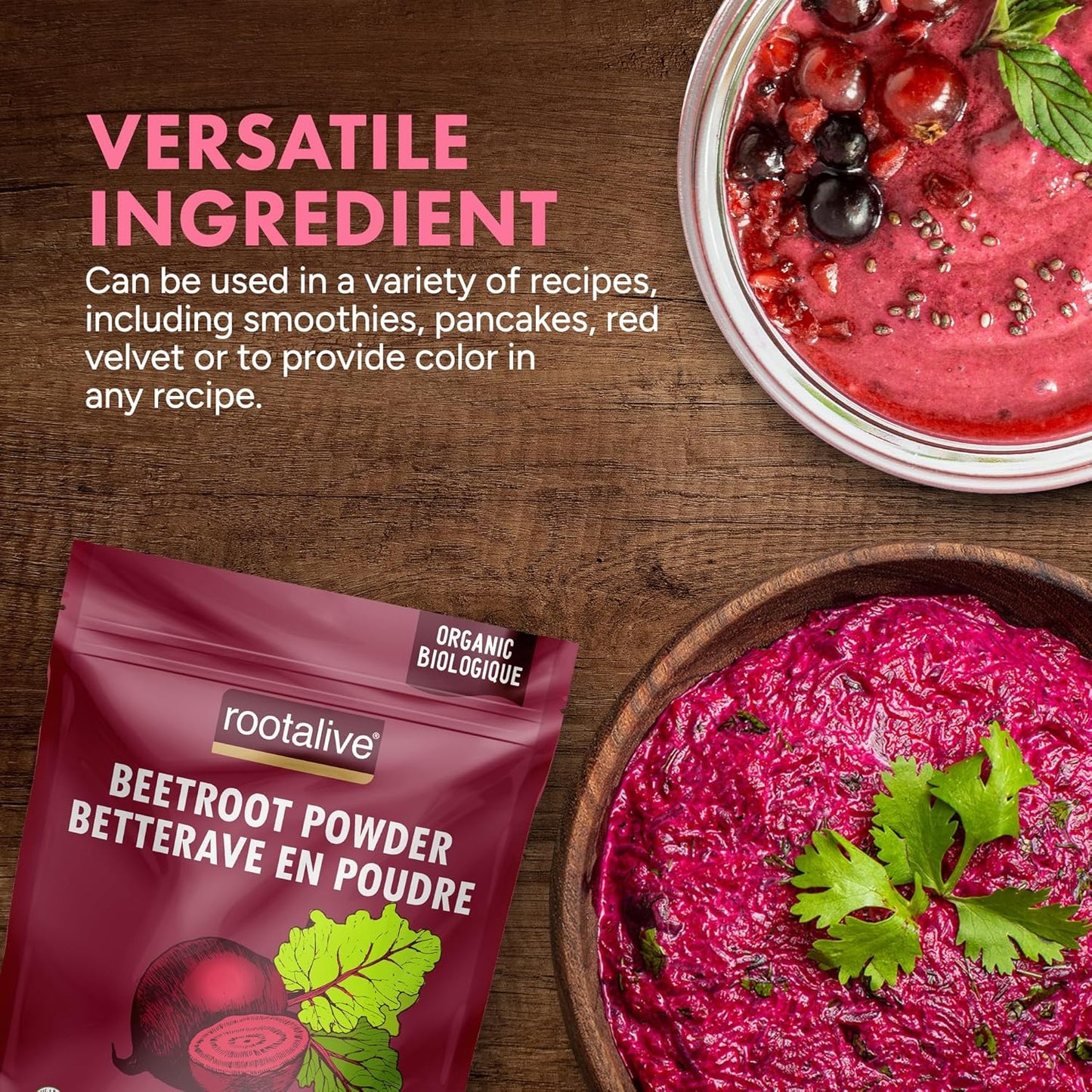 Rootalive Organic Beetroot Powder 200g, Raw and Vegan Superfood Beet Powder for Smoothies, Juice, Sauces, Baked goods and More