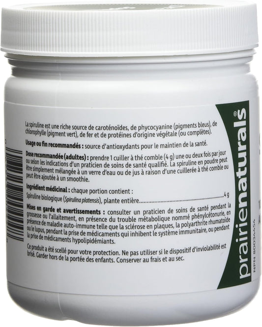 Prairie Naturals Organic Spirulina Blue Green Algae Powder - 200 Gram