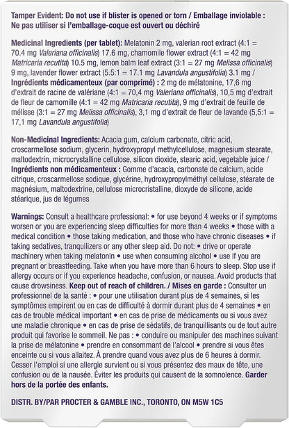 Vicks ZzzQuil PURE Zzzs 夜間緩釋褪黑素助眠片，成人適用，每片含 2 毫克，21 片