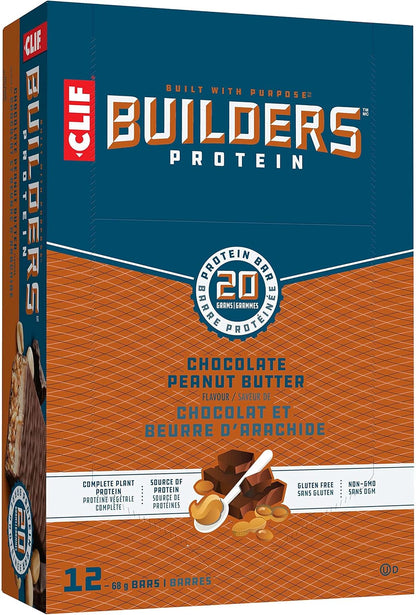 CLIF BUILDERS 蛋白棒（巧克力花生醬）+ CLIF BAR 能量棒（巧克力碎）| 24 支裝