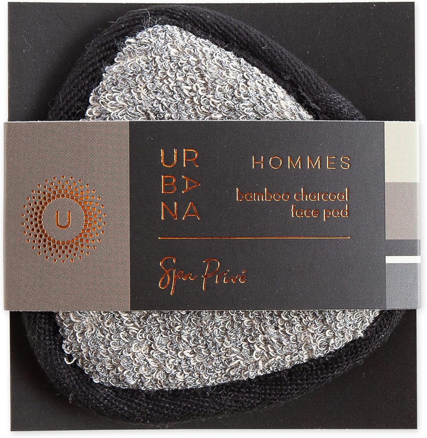 Urbana Spa Prive Men's Bamboo Charcoal Collection, Face Pad,Grey,6338