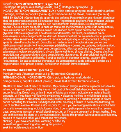 Metamucil Daily Fibre + Collagen Peptides, Psyllium Husk Powder, Plant Based Sugar-Free with Stevia, Orange Flavoured, 60 Servings (564 g)