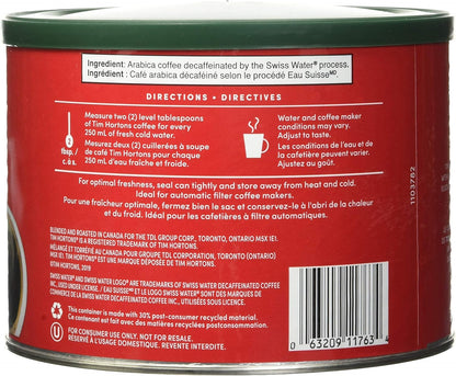 Tim Hortons 脱咖啡因细磨咖啡，中度烘焙，640g 罐装 & 脱咖啡因细磨咖啡袋，中度烘焙，300g