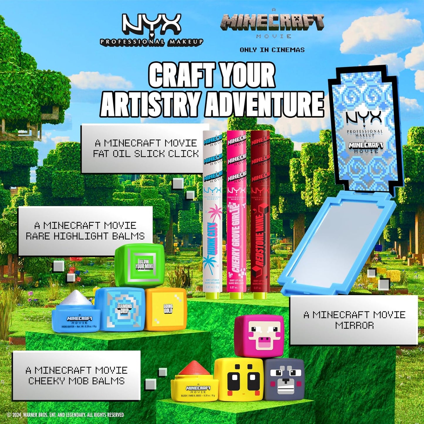 NYX Professional Makeup A Minecraft Movie Fat Oil Slick Click, 12 HR Hydration, Infused with nourishing oils, High-shine Finish, Lip Balm, Shade: Redstone Mine (Red)