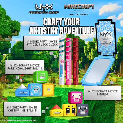 NYX Professional Makeup A Minecraft Movie Fat Oil Slick Click, 12 HR Hydration, Infused with nourishing oils, High-shine Finish, Lip Balm, Shade: Redstone Mine (Red)