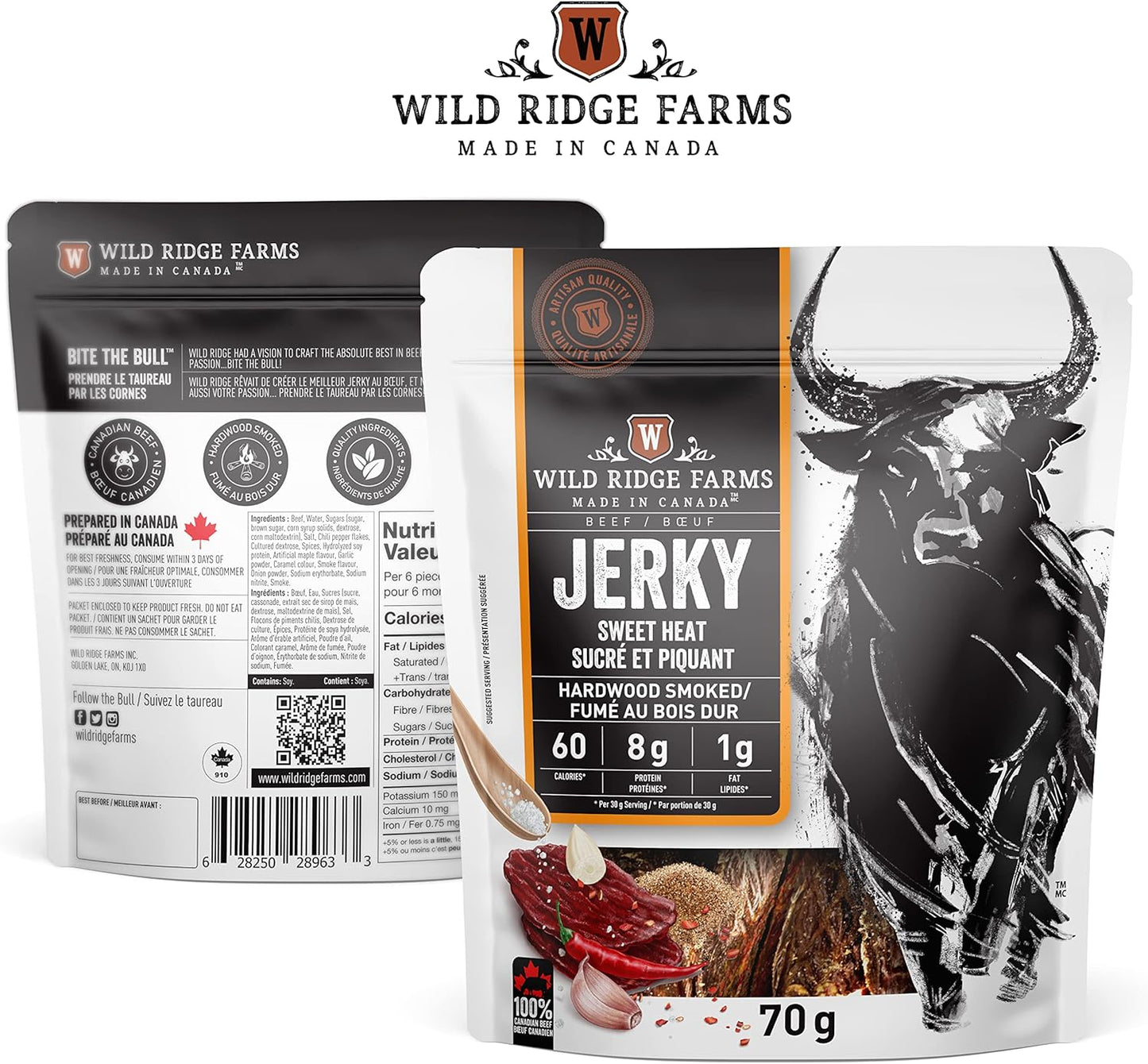 Wild Ridge Farms 甜辣牛肉乾，硬木煙熏，加拿大製造