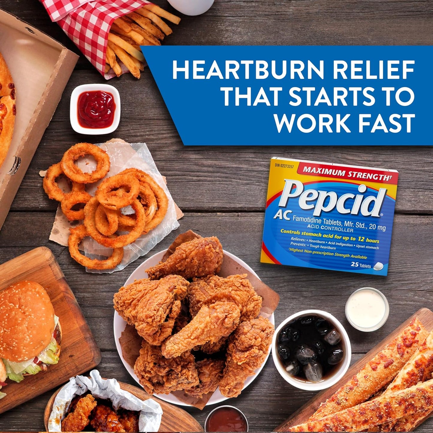 Pepcid Acid Controller, Maximum Strength Tablets, Acid Reducer for Heartburn, Acid Reflux and Upset Stomach Relief, 25 Tablets