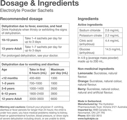 Hydralyte 电解质补水粉，橙色，10 片装
