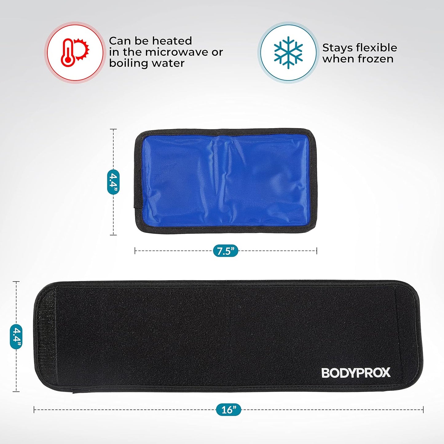 Bodyprox 冷热疗法包裹 - 可重复使用的凝胶包，用于缓解疼痛：非常适合扭伤、肌肉疼痛、瘀伤、受伤等（脚、手臂、肘部、脚踝）。