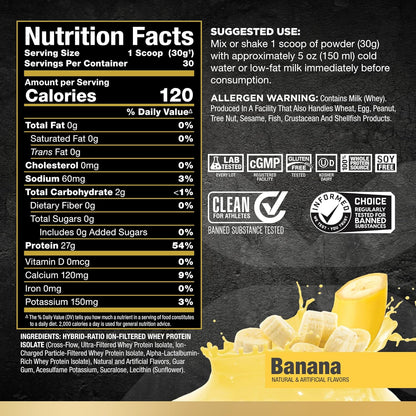 ALLMAX Isoflex 草莓味，2 磅 & ISOFLEX - 100% 超纯乳清分离蛋白 - 香蕉味 - 2 磅