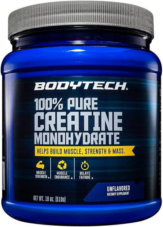 002  BodyTech 100 純一水肌酸無味 5 GM/份量支持肌肉力量（18 盎司粉末）