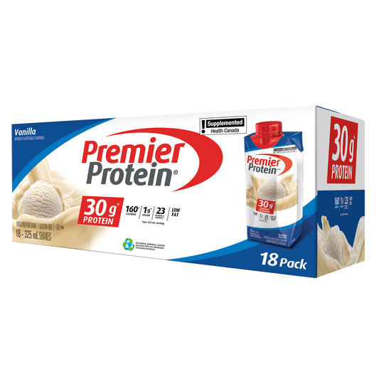 Premier Protein 高蛋白香草口味蛋白奶昔，18 x 325 毫升