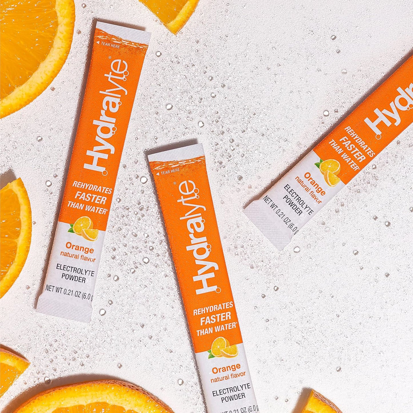 HydraLyte Electrolyte Powder, Low Sugar Electrolyte Packets Designed for Rapid Hydration, Safe Hydration for All Ages - Made with All Natural Ingredients, 36 Servings, Orange Flavour