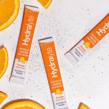 HydraLyte Electrolyte Powder, Low Sugar Electrolyte Packets Designed for Rapid Hydration, Safe Hydration for All Ages - Made with All Natural Ingredients, 36 Servings, Orange Flavour
