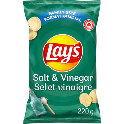 Lay's Salt & Vinegar flavoured Potato Chips, 220 g.
