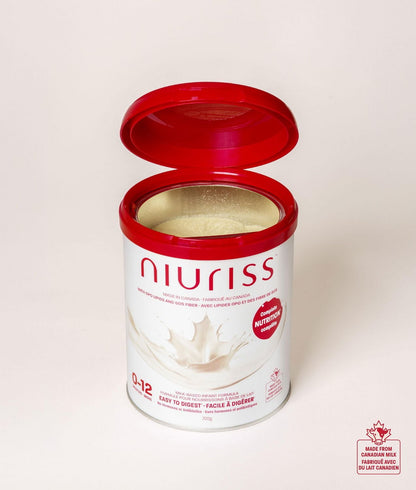 NIURISS 嬰兒配方奶粉 - 加拿大製造 - 含 OPO 脂質、GOS 纖維和加拿大牛奶的全面營養（不含激素和抗生素）- 0-12 個月，700 克，Niuriss 牛奶基嬰兒配方奶粉