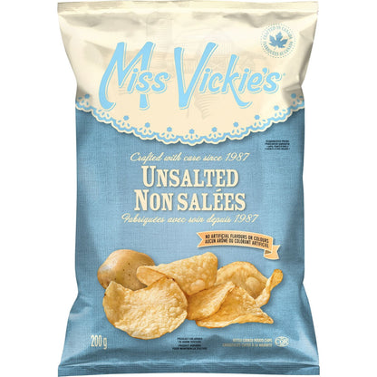 Miss Vickie's Unsalted Kettle Cooked Potato Chips, 200 g.
