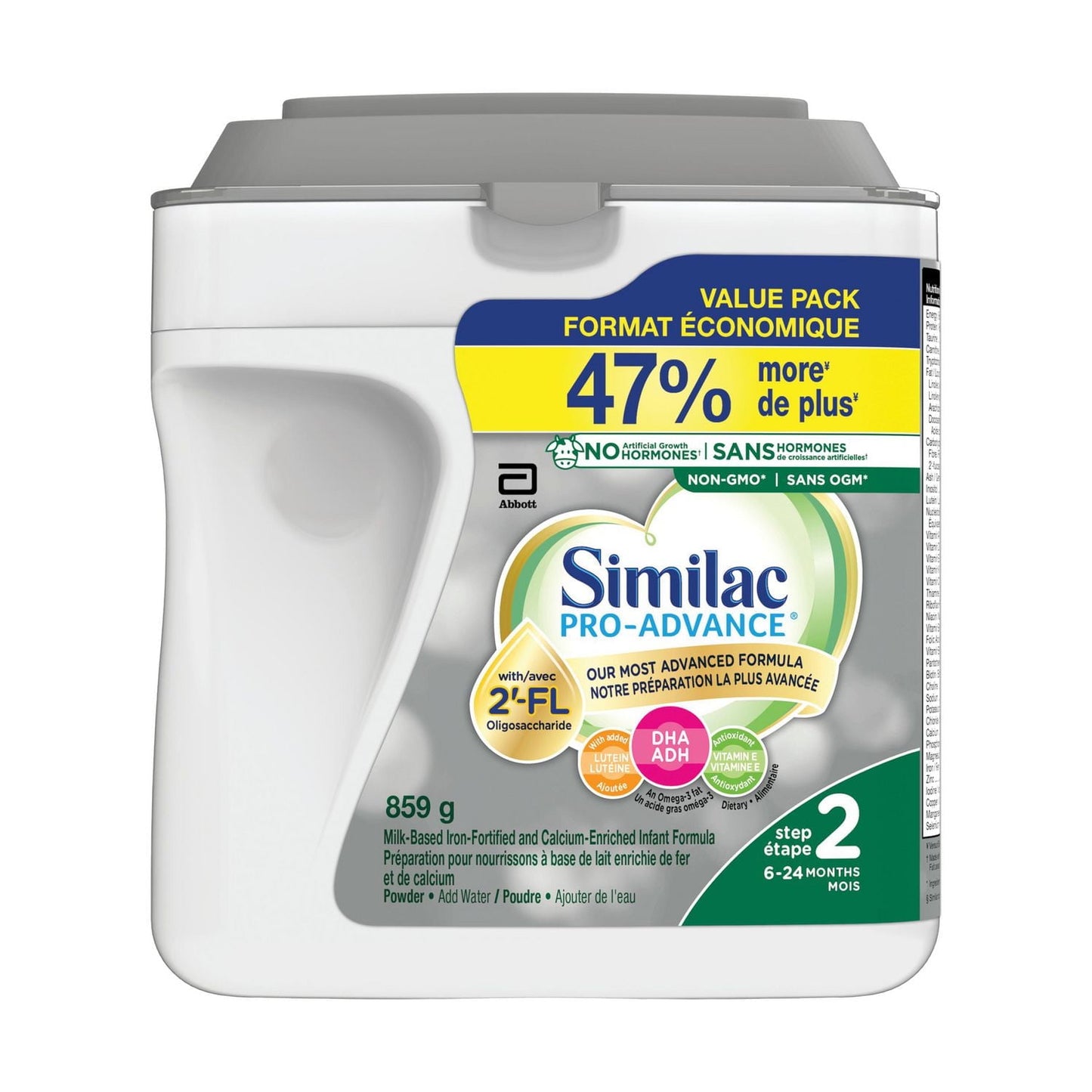 Similac Pro-Advance 第 2 步嬰兒配方奶粉，我們最接近母乳的配方奶粉，含 2’-FL，易於消化，6-24 個月，奶粉，859 克，奶粉，859 克