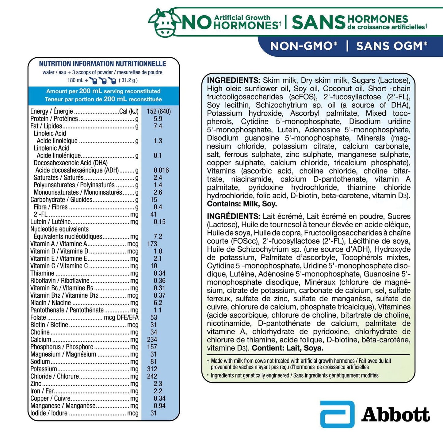 Similac Go & Grow 3 段幼儿饮料，含 2'-FL。免疫支持创新：2'-FL，粉剂，12-36 个月，牛奶味，850 克，1x850 克