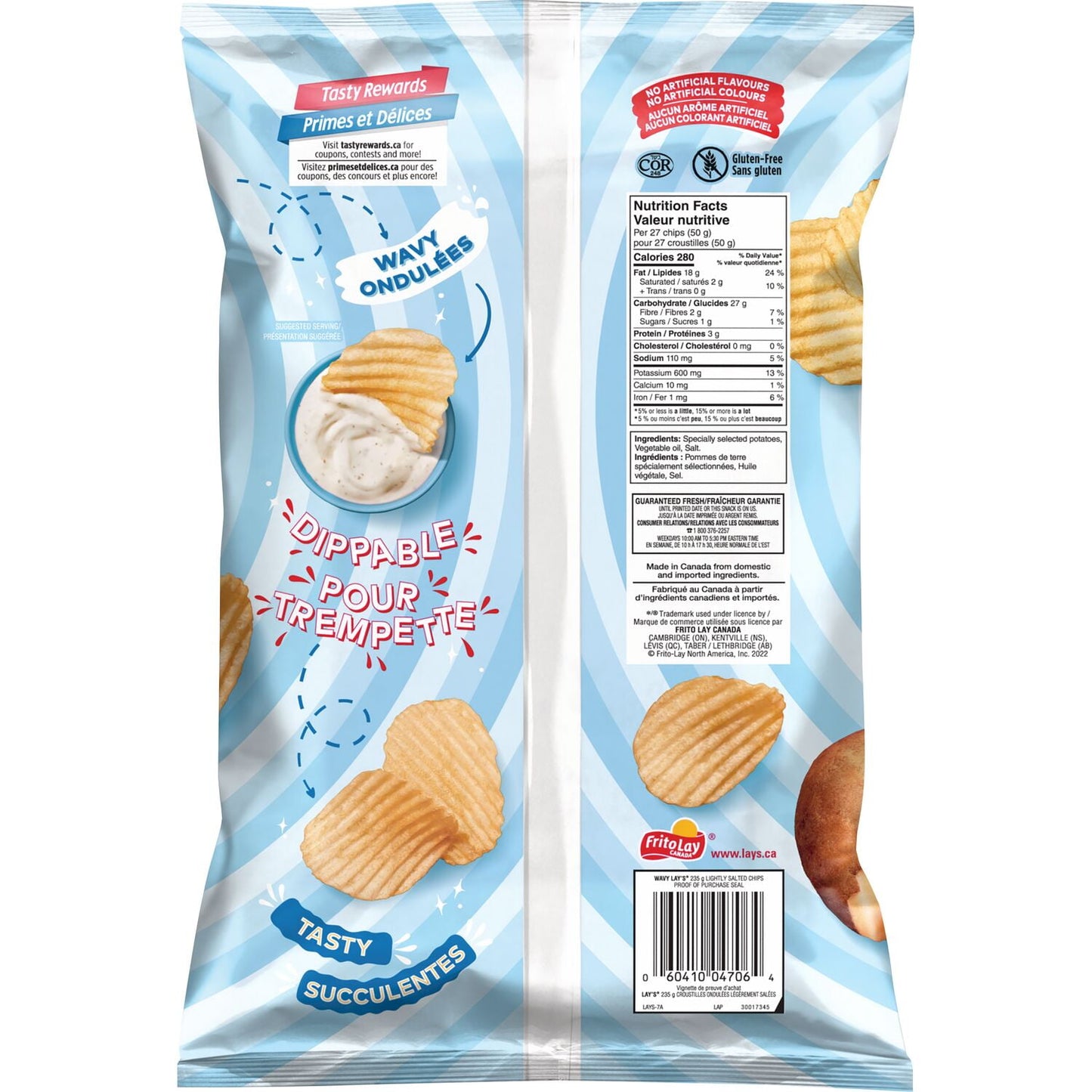 Lay's Wavy Lightly Salted Potato Chips, 235 g.