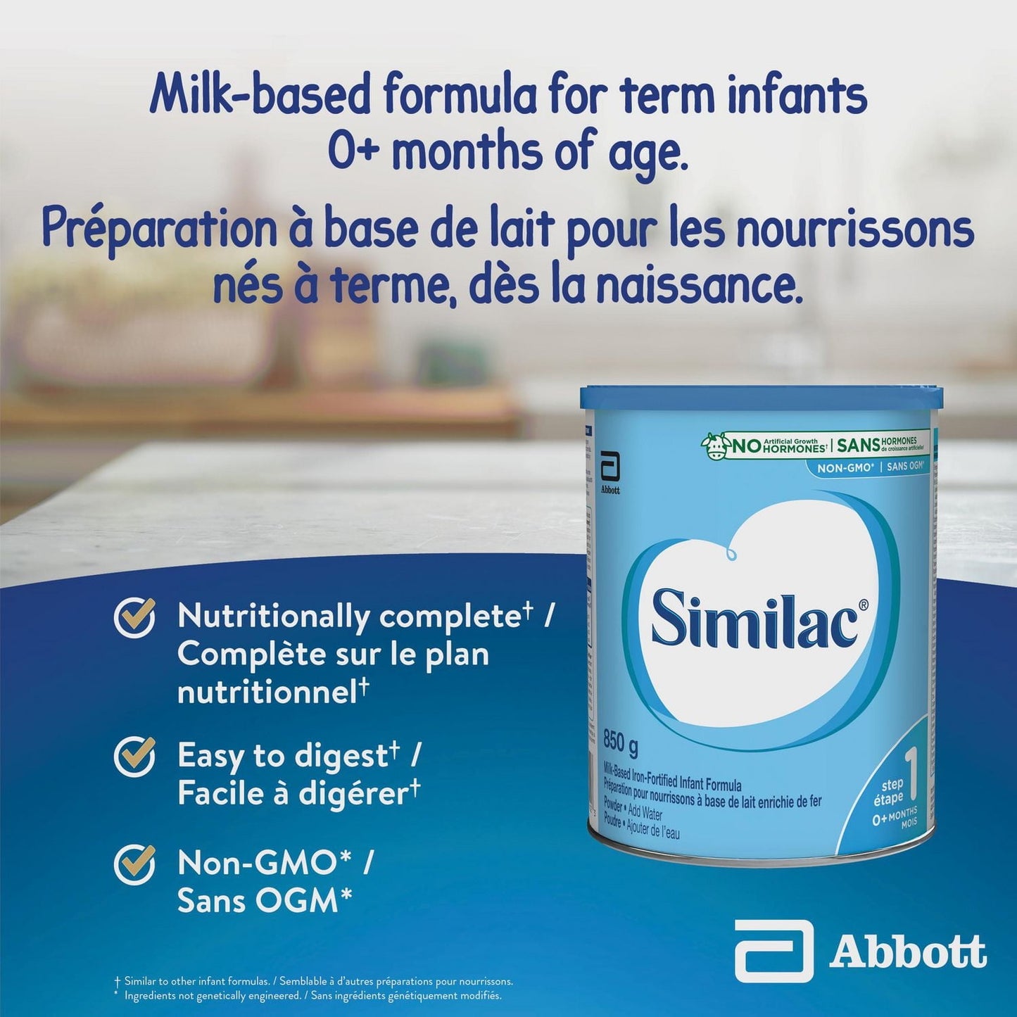 Similac 1 段非转基因婴儿配方奶粉，新生儿配方奶粉，0+ 个月，850 克，850 克