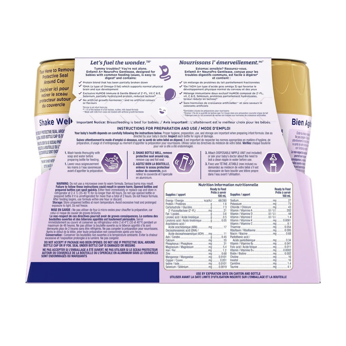 NeuroPro™ Gentlease 嬰兒配方奶粉，0-12 個月，即食奶瓶，237 毫升 x 6 支