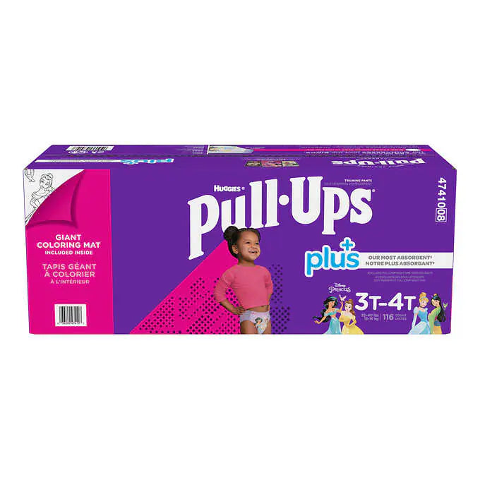 Huggies Pull-Ups Plus 訓練褲 3T 至 4T 女孩，116 件裝