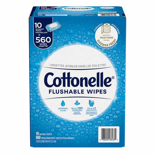 Cottonelle 可沖洗濕巾，10 包 56 片