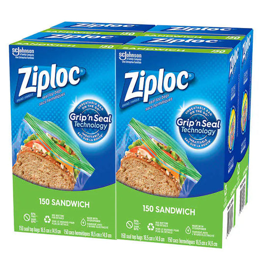 Ziploc 品牌三明治袋 150 個 4 件裝