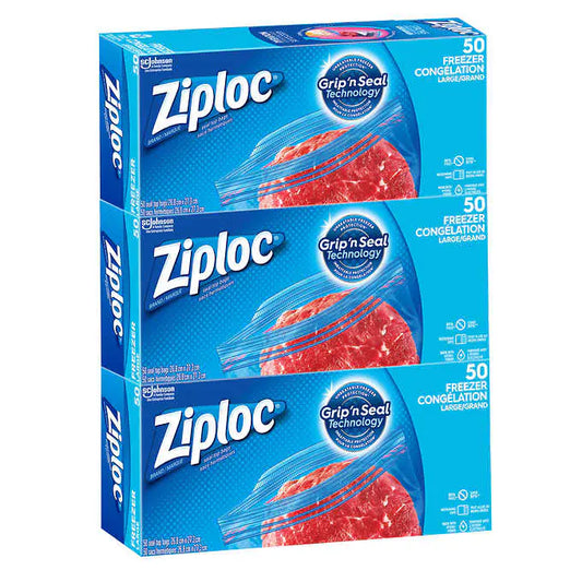 Ziploc Brand 大號冷凍袋 3 包 每包 50 個