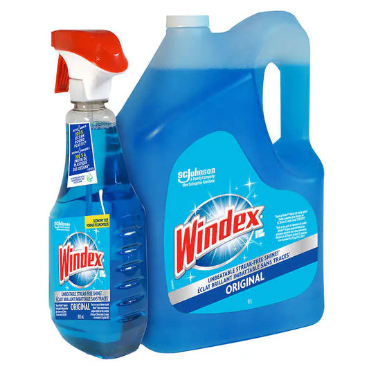 Windex 原裝玻璃清潔劑，5 L + 950 mL