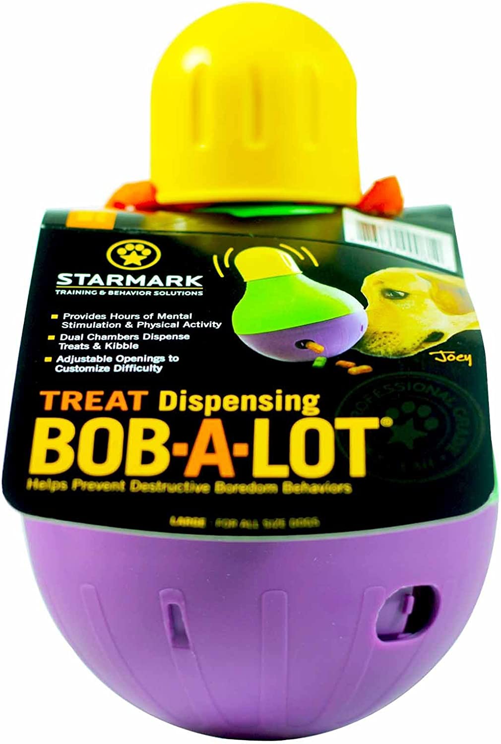 Starmark Bob-A-Lot 互動寵物玩具，大號，黃色/綠色/紫色