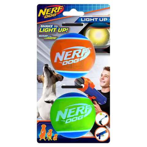 Nerf LED 狗球（2 件裝）（藍色/綠色/橙色）